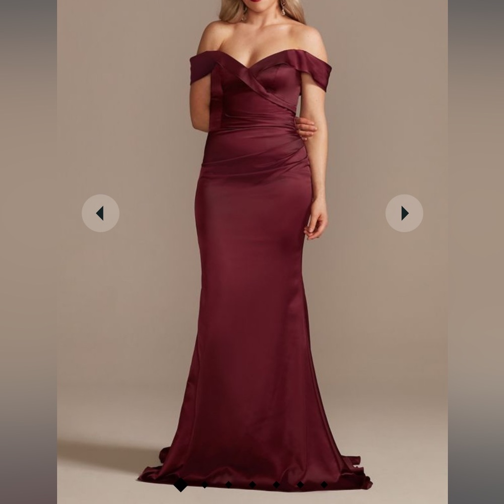 David’s Bridal Bridesmaid Dress satin off-the-shoulder mermaid bridesmaid dress